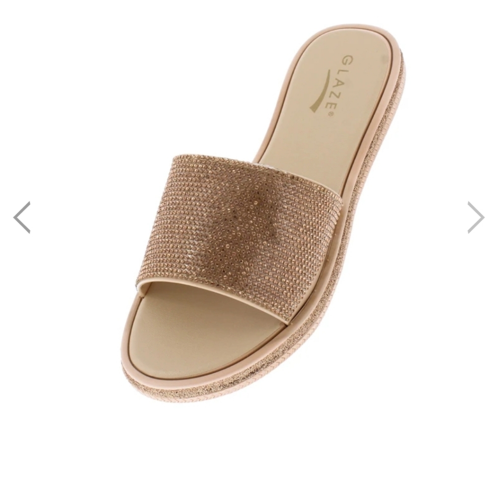 ROSE GOLD SLIDE SANDALS - Picture 1 of 3